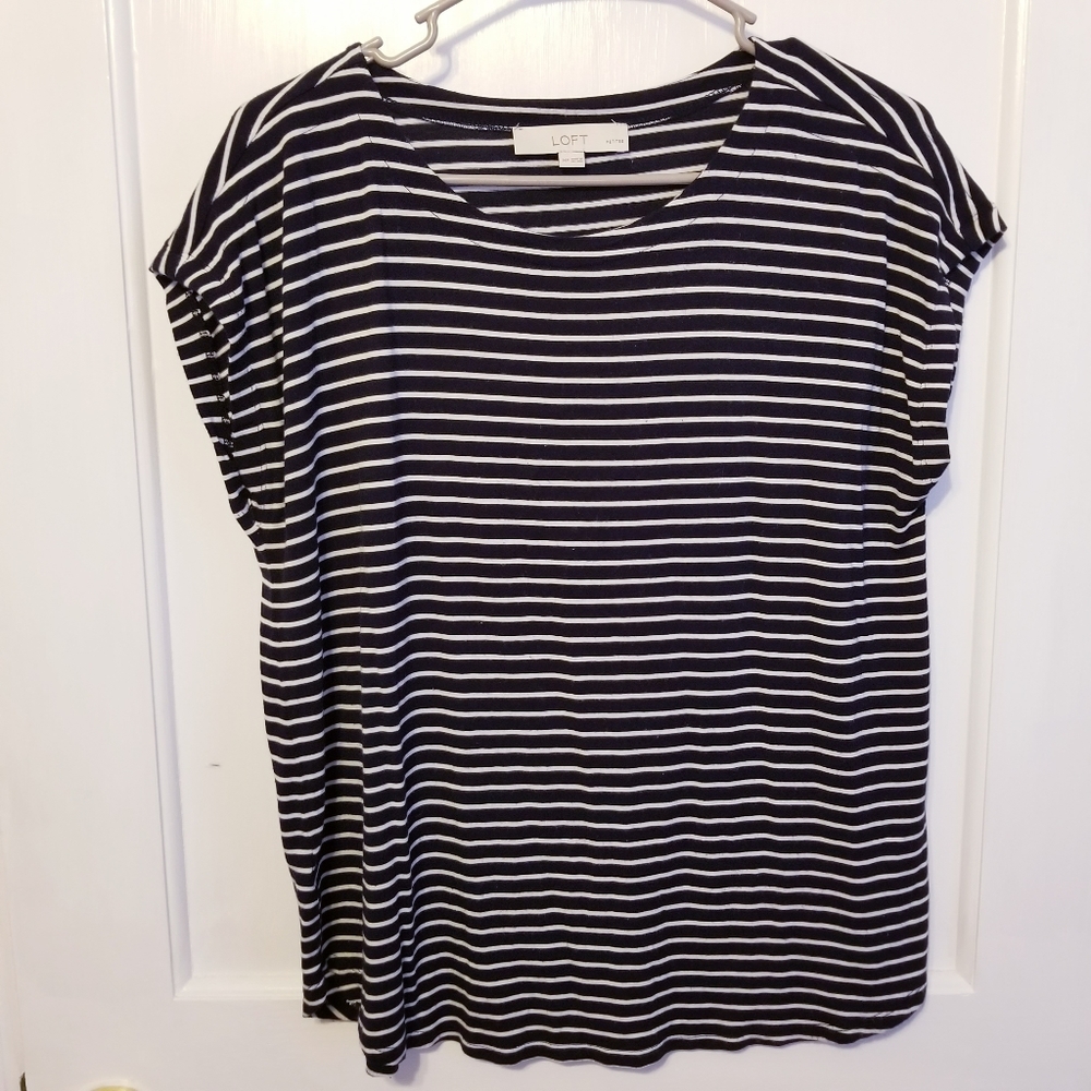 LOFT Navy Striped Shirt